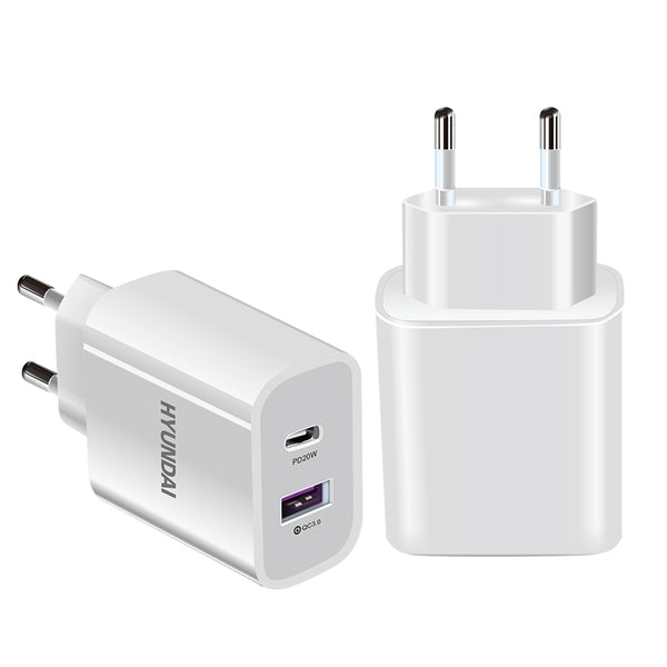 Hyundai Home charger : -  HD05 -20w/Dual ports (Type-C/USB)/( white )