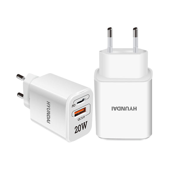 Hyundai Home charger : HD28 -20 w (PD+QC)/Dual Ports (Type-C/USB)/(White)