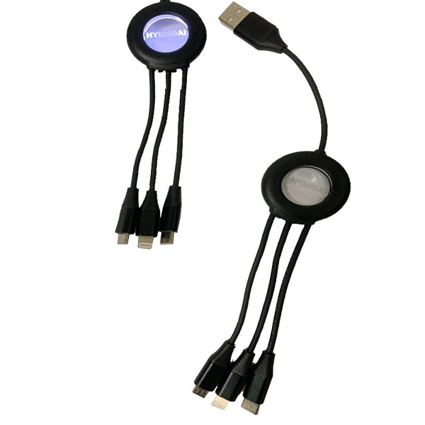 Hyundai 3-in-1 Data Cable(30 cm) : HD-CA15 USB to (Type-C/Lightning/Micro-USB)/Black