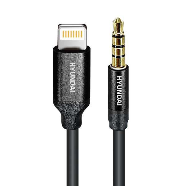 Hyundai AUX Cable Car Stereo: HD-A06 / Lightning to 3.5mm/ Braided/ Black