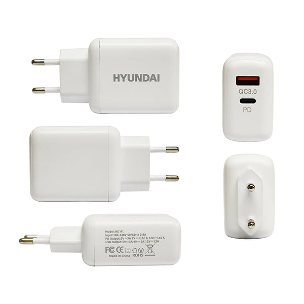 Hyundai Home charger : HD06 - 38W/Dual Ports (Type-C/USB)/(White)